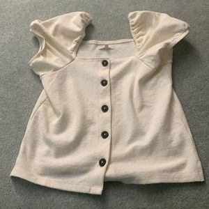 Madewell puff sleeve square neck buttoned shirt